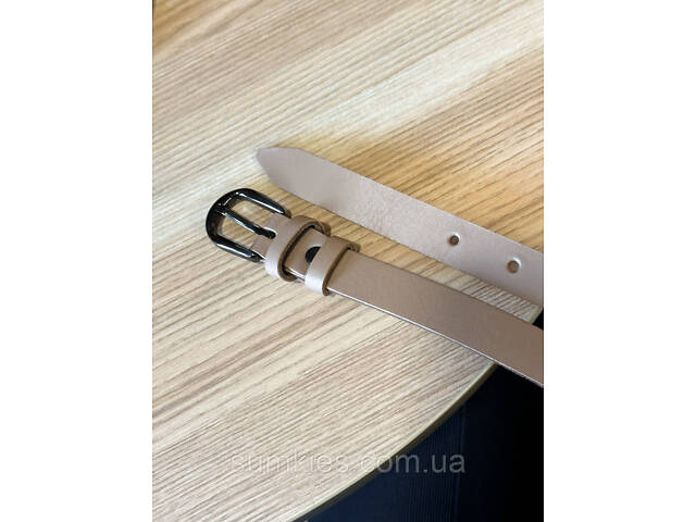 Шкіряний жіночий ремінь в бежевому кольорі 3334 - Фото 3