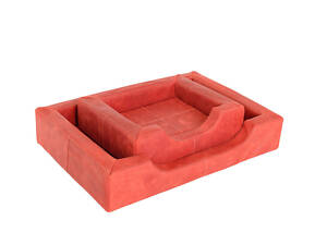 КОЖАНЫЙ КРОВАТЬ-ДИВАН ДЛЯ СОБАК (M): 56×66×18 СМ красный