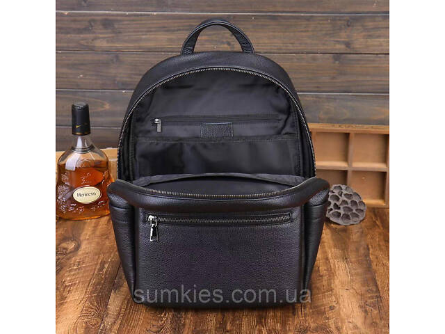 Шкіряний чоловічий рюкзак міський 30х41х12, сумка на плечі для ноутбука та документів Tiding Bag 20334 чорна - Фото 4