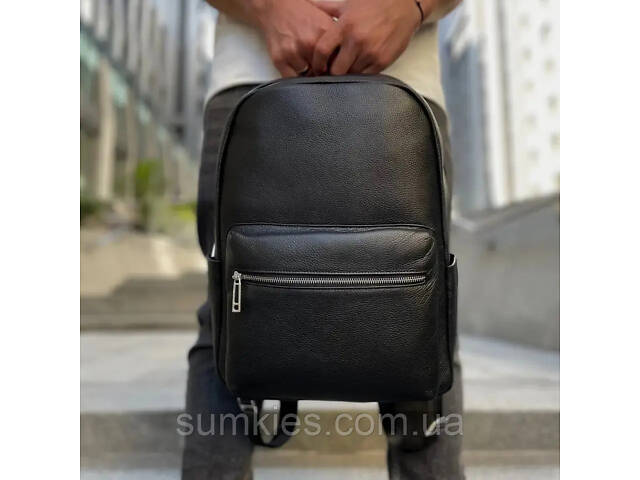 Шкіряний чоловічий рюкзак міський 30х41х12, сумка на плечі для ноутбука та документів Tiding Bag 20334 чорна - Фото 1