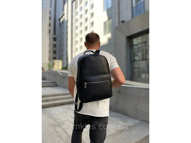 Шкіряний чоловічий рюкзак міський 30х41х12, сумка на плечі для ноутбука та документів Tiding Bag 20334 чорна - Фото 7