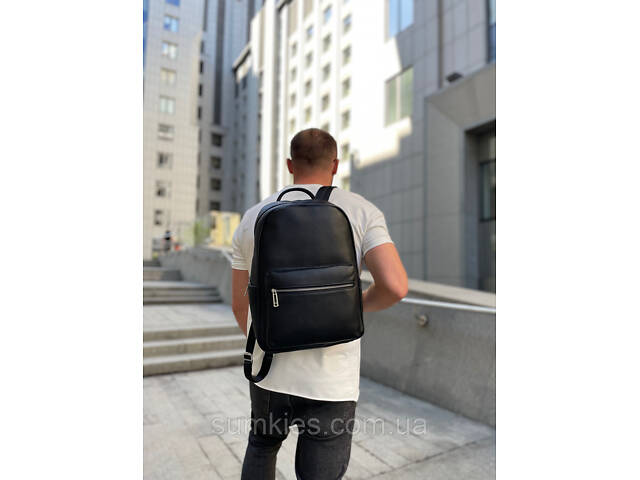 Шкіряний чоловічий рюкзак міський 30х41х12, сумка на плечі для ноутбука та документів Tiding Bag 20334 чорна - Фото 8