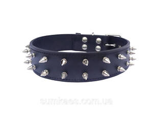 Кожаный ошейник для собак 'Double Spike' с шипами черный