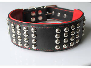Кожаный ошейник для собак 'Lockdog' с заклепками черно-красный