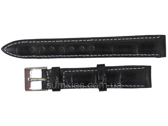 Шкіряний ремінець для годинника Mykhail Ikhtyar Ш16 мм чорний - Фото 1