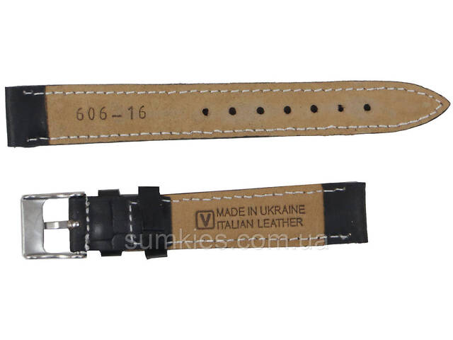 Шкіряний ремінець для годинника Mykhail Ikhtyar Ш16 мм чорний - Фото 2