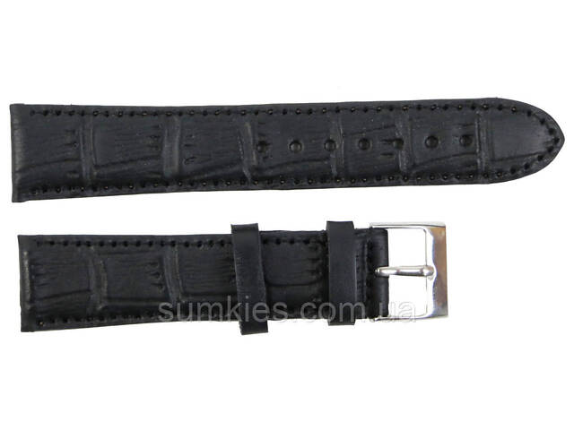 Шкіряний ремінець для годинника Mykhail Ikhtyar Ш20 мм чорний - Фото 1