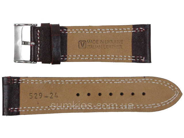 Шкіряний ремінець для годинника Mykhail Ikhtyar Ш24 мм темно-коричневий - Фото 2