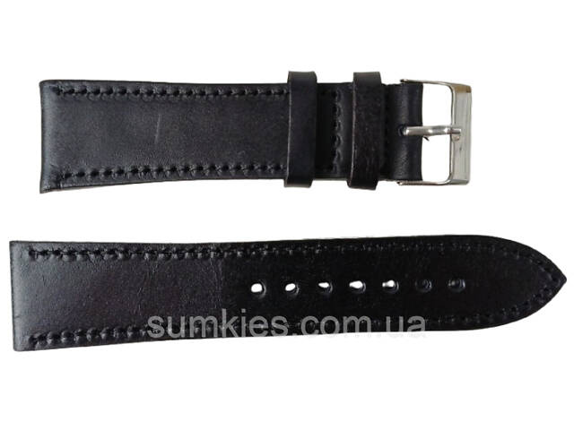Шкіряний ремінець для годинника Mykhail Ikhtyar, Україна ширина 22 мм чорний - Фото 1