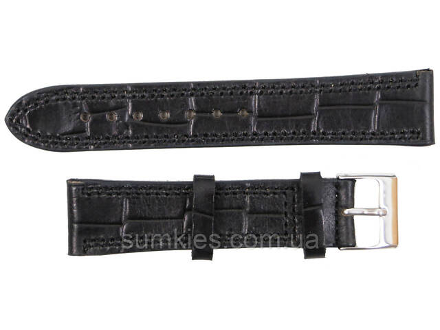 Шкіряний ремінець для годинника під крокодила Mykhail Ikhtyar Ш20 мм чорний - Фото 1