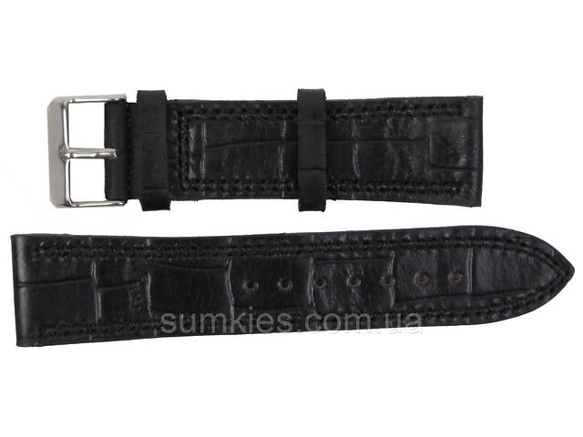 Шкіряний ремінець для годинника під крокодила Mykhail Ikhtyar Ш22 мм чорний - Фото 1