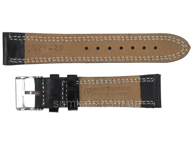 Шкіряний ремінець для годинника під крокодила Mykhail Ikhtyar Ш20 мм чорний - Фото 2