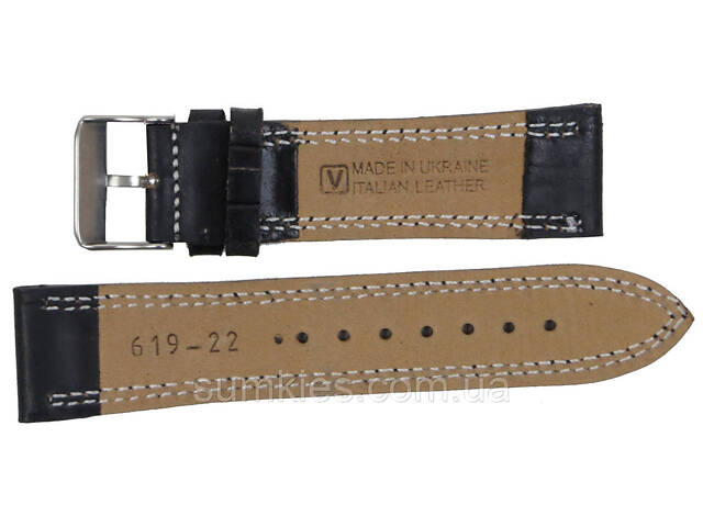 Шкіряний ремінець для годинника під крокодила Mykhail Ikhtyar Ш22 мм чорний - Фото 2