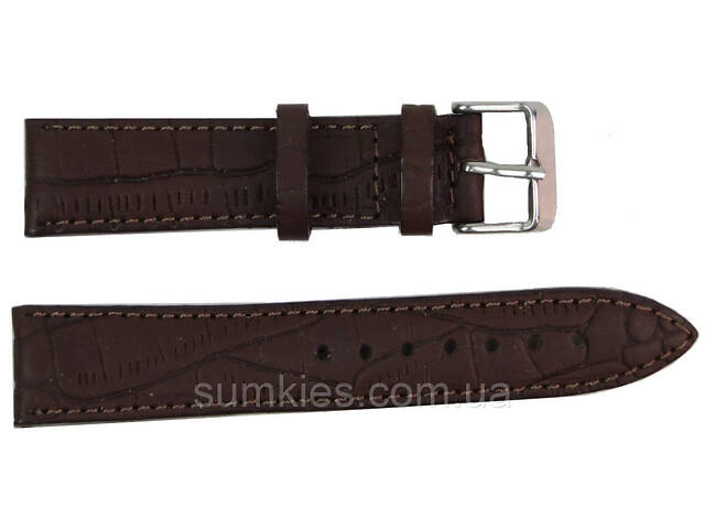 Шкіряний ремінець для годинника під крокодила Mykhail Ikhtyar Ш22 мм коричневий - Фото 1