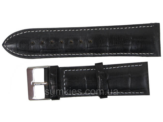 Шкіряний ремінець для годинника під крокодила Mykhail Ikhtyar Ш24 мм чорний - Фото 1