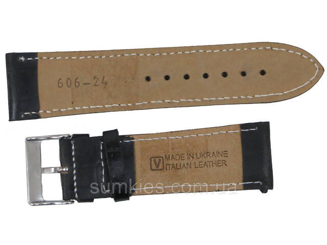 Шкіряний ремінець для годинника під крокодила Mykhail Ikhtyar Ш24 мм чорний - Фото 2