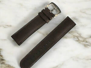 Шкіряний ремінець для чоловічого годинника темно-коричневий