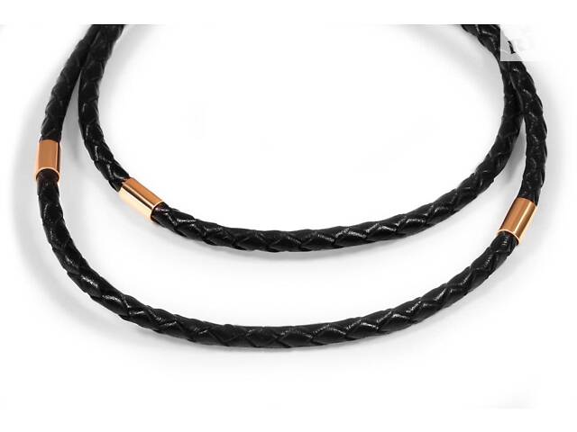 Шкіряний шнурок із золотими вставками 600 - Фото 2