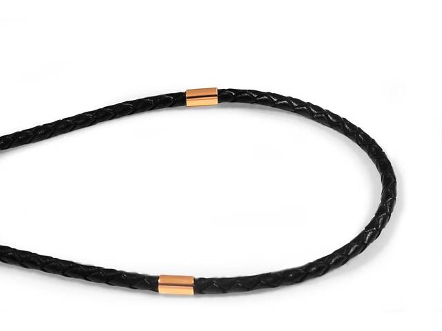 Шкіряний шнурок із золотими вставками 600 - Фото 3