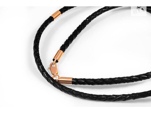 Шкіряний шнурок із золотими вставками 600 - Фото 4