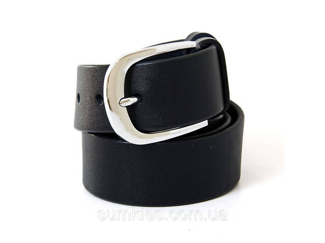 Шкіряний темно-синій чоловічий ремінь під джинси з круглою пряжкою RGNA-5078 - Фото 1