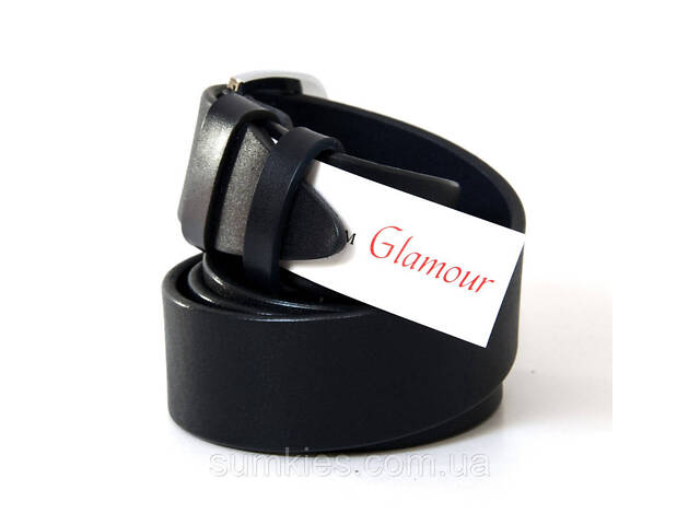 Шкіряний темно-синій чоловічий ремінь під джинси з круглою пряжкою RGNA-5078 - Фото 2