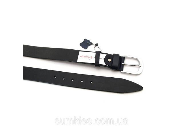 Шкіряний темно-синій чоловічий ремінь під джинси з круглою пряжкою RGNA-5078 - Фото 3