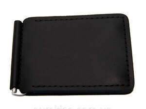 Шкіряний зажим для грошей Gofin чорний з магнітом ручної роботи SKG-10037