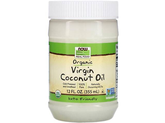 Кокосовое масло, Coconut Oil, Now Foods, Real Food, первого отжима, органическое, 355 мл - Фото 1