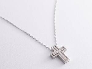 Кольє Хрестик у білому золоті з діамантами 116001121 Онікс 45