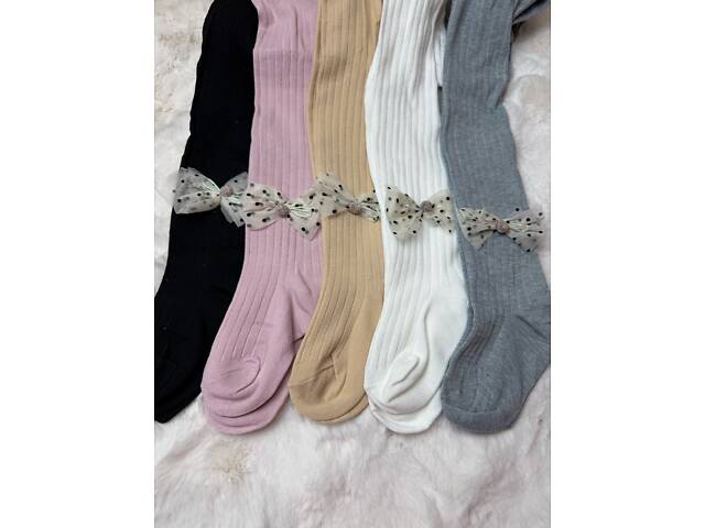 Колготки для девочки с бантиком бежевый 10667, Размер 90 - Фото 4