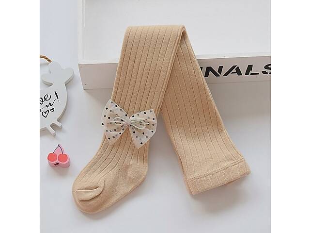 Колготки для девочки с бантиком бежевый 10667, Размер 90 - Фото 1