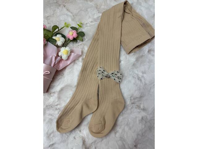 Колготки для девочки с бантиком бежевый 10667, Размер 90 - Фото 2