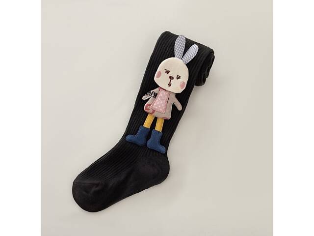 Колготки для девочки с зайкой цвет черный 10687, Размер 85 - Фото 1