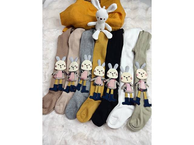 Колготки для девочки с зайкой цвет черный 10687, Размер 85 - Фото 4