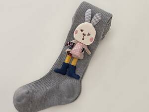 Колготки для девочки с зайкой цвет серый 10689, Размер 95