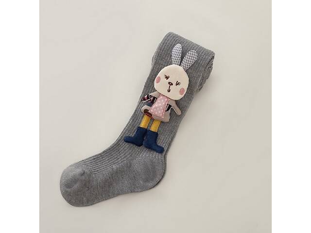 Колготки для девочки с зайкой цвет серый 10689, Размер 95 - Фото 1