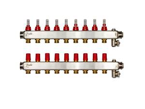 Коллектор Danfoss SSM-F 9+9 с ротаметрами, нержавеющая сталь