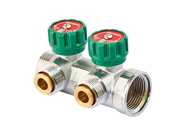 Колектор вентильний з адаптером Koer KR.1127-2 - 1'x2 - 3/4 Ways (євроконус-площина) (KR4946) - Фото 1