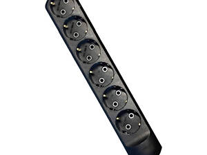 Колодка 6 гнізд з заземленням чорний [NX511600] Neomax