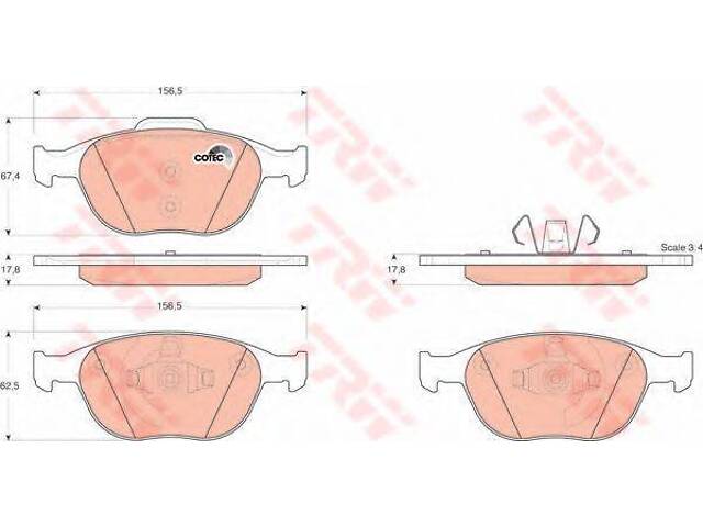 Колодка тормозов. диск. FORD FOCUS (DAW, DBW, DNW), TRANSIT передн. (выр-во TRW) TRW GDB1532 на FORD TRANSIT CONNECT (P65_,