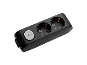 Колодка Panasonic X-tendia із заземленням 2 гнізда, з захистними шторками,з вимикачем чорна