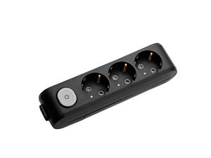 Колодка Panasonic X-tendia із заземленням 3 гнізда, з захистними шторками,з вимикачем чорна