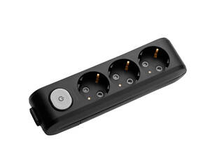 Колодка Panasonic X-tendia із заземленням 3 гнізда, з захистними шторками,з вимикачем чорна