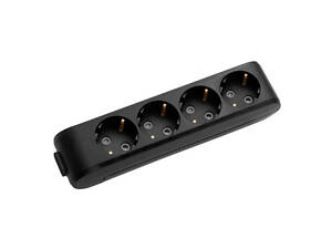 Колодка Panasonic X-tendia із заземленням 4 гнізда, з захистними шторками, чорна