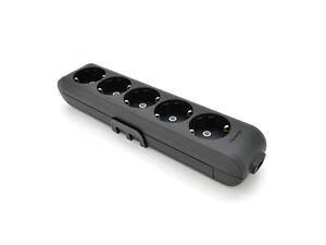 Колодка Panasonic X-tendia із заземленням 5 гнізд, з захистними шторками, чорна