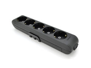 Колодка Panasonic X-tendia із заземленням 5 гнізд, з захистними шторками, чорна