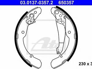 колодки гальмівні барабанні к-кт ATE 03013703572 на VW CADDY Mk II (9K9A)