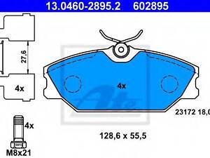 Колодки тормозные дисковые, комплект ATE 13046028952 RENAULT LAGUNA I Estate (K56_)