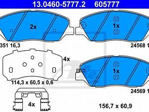 Колодки тормозные дисковые, комплект ATE 13046057772 на KIA SORENTO II (XM)